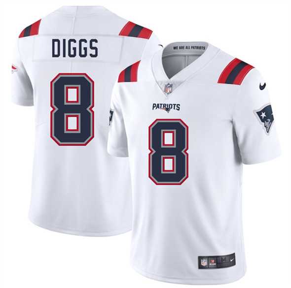 Men & Women & Youth New England Patriots #8 Stefon Diggs White 2025 Vapor Limited Stitched Jersey->new england patriots->NFL Jersey